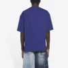 Balenciaga FW21 retro-strikket kortærmet trøje til mænd, marineblå 612966TKVD33967