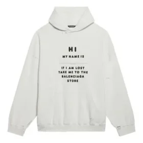 Balenciaga FW21 til mænd – Hi My Name Is med alfabetmønster, langærmet, hvid 651799TKVF29081