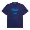 Balenciaga FW21 til mænd – kemisk rensning, alfabet-print, retro-strik, kortærmet, marineblå 651795TKVF83866
