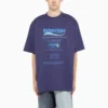 Balenciaga FW21 til mænd – kemisk rensning, alfabet-print, retro-strik, kortærmet, marineblå 651795TKVF83866