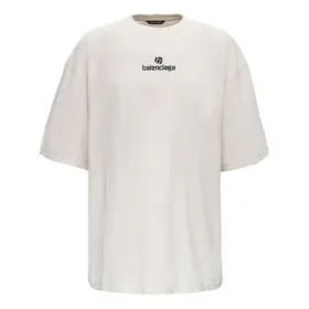 Balenciaga-herre-T-shirt med alfabetlogo, korte ærmer, grå og hvid, 641614TJVA99054 Balenciaga-herre-T-shirt med alfabetlogo, korte ærmer, grå og hvid, 641614TJVA99054