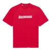 Balenciaga herre-T-shirt med alfabetmønster, hulmønster, rund hals og korte ærmer, rød 651795TKVB86295