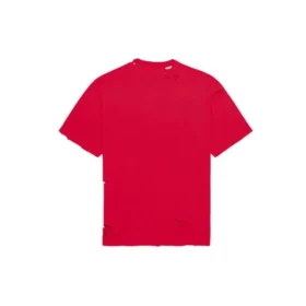 Balenciaga herre-T-shirt med alfabetmønster, hulmønster, rund hals og korte ærmer, rød 651795TKVB86295 Balenciaga herre-T-shirt med alfabetmønster, hulmønster, rund hals og korte ærmer, rød 651795TKVB86295