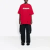 Balenciaga herre-T-shirt med alfabetmønster, hulmønster, rund hals og korte ærmer, rød 651795TKVB86295