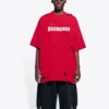 Balenciaga herre-T-shirt med alfabetmønster, hulmønster, rund hals og korte ærmer, rød 651795TKVB86295