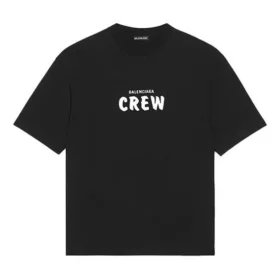 Balenciaga-herre-T-shirt med alfabetmønster, løs pasform, korte ærmer, sort 612966TIV241070 Balenciaga-herre-T-shirt med alfabetmønster, løs pasform, korte ærmer, sort 612966TIV241070