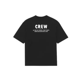 Balenciaga-herre-T-shirt med alfabetmønster, løs pasform, korte ærmer, sort 612966TIV241070 Balenciaga-herre-T-shirt med alfabetmønster, løs pasform, korte ærmer, sort 612966TIV241070