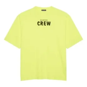 Balenciaga herre-T-shirt med bogstavprint, korte ærmer, fluorescerende grøn 620969TIVG97072 Balenciaga herre-T-shirt med bogstavprint, korte ærmer, fluorescerende grøn 620969TIVG97072