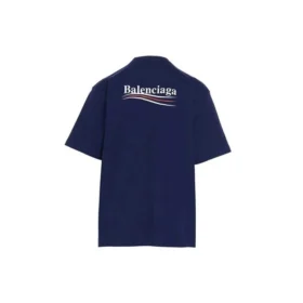 Balenciaga herre-T-shirt med Political Campaign-print, stor størrelse, korte ærmer, marineblå 641675TIV521195 Balenciaga herre-T-shirt med Political Campaign-print, stor størrelse, korte ærmer, marineblå 641675TIV521195