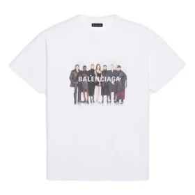 Balenciaga-herre-T-shirt med portrætprint af logoet, retro-stil, korte ærmer, hvid 612966TIV479000 Balenciaga-herre-T-shirt med portrætprint af logoet, retro-stil, korte ærmer, hvid 612966TIV479000