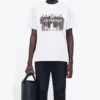 Balenciaga-herre-T-shirt med portrætprint af logoet, retro-stil, korte ærmer, hvid 612966TIV479000