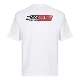 Balenciaga herre-T-shirt med rund hals og korte ærmer, hvid 612966TIVD19000 Balenciaga herre-T-shirt med rund hals og korte ærmer, hvid 612966TIVD19000