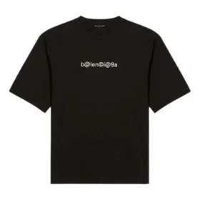 Balenciaga herre-T-shirt med symbolisk rund hals og alfabet-print, kortærmet, sort 620969TIV501070 Balenciaga herre-T-shirt med symbolisk rund hals og alfabet-print, kortærmet, sort 620969TIV501070