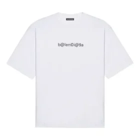Balenciaga herre-T-shirt med symbolsk rund hals og alfabet-print, kortærmet, hvid 620969TIV509040 Balenciaga herre-T-shirt med symbolsk rund hals og alfabet-print, kortærmet, hvid 620969TIV509040
