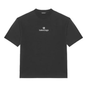 Balenciaga-herrebluse med alfabetprint, korte ærmer, sort 612966TJVD91034 Balenciaga-herrebluse med alfabetprint, korte ærmer, sort 612966TJVD91034