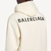 Balenciaga-hettetrøje til kvinder med medium pasform og rygdetalje i cremefarve