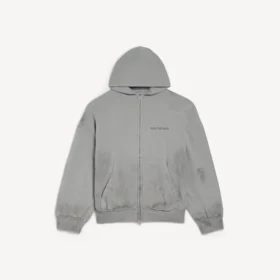 Balenciaga-hettetrøje til mænd med lynlås og almindelig pasform i Balenciaga-grå