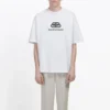 Balenciaga hvid herre-T-shirt med BB-logo og klassisk logo-print, korte ærmer 570803TEV489044