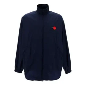 Balenciaga-jakke med logo, lynlås og opretstående krave til mænd, blå 622002TIO508065