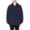 Balenciaga-jakke med logo, lynlås og opretstående krave til mænd, blå 622002TIO508065