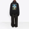Balenciaga Landscape Loose Hættetrøje til mænd, sort 641679TJVH91000