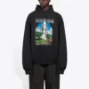 Balenciaga Landscape Loose Hættetrøje til mænd, sort 641679TJVH91000