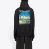 Balenciaga Landscape Loose Hættetrøje til mænd, sort 641679TJVH91000