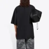 Balenciaga løbetrøje til mænd med mønstertryk og logo, løs pasform, korte ærmer, sort 641614TJVK61070