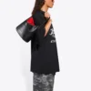 Balenciaga løbetrøje til mænd med mønstertryk og logo, løs pasform, korte ærmer, sort 641614TJVK61070