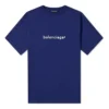 Balenciaga Logo Alphabet kortærmet bluse til mænd, blå, 612966TIV541195