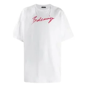 Balenciaga-logo-print, kortærmet, hvid, til mænd 583214TFV639783 Balenciaga-logo-print, kortærmet, hvid, til mænd 583214TFV639783