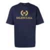 Balenciaga-logo-T-shirt til mænd med rund hals og korte ærmer, marineblå 535622TAV044128