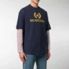 Balenciaga-logo-T-shirt til mænd med rund hals og korte ærmer, marineblå 535622TAV044128