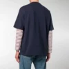 Balenciaga-logo-T-shirt til mænd med rund hals og korte ærmer, marineblå 535622TAV044128