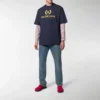 Balenciaga-logo-T-shirt til mænd med rund hals og korte ærmer, marineblå 535622TAV044128