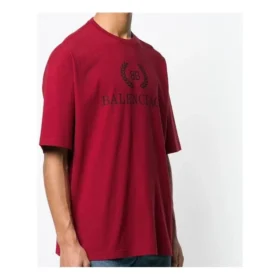 Balenciaga-logo til mænd, rund hals, korte ærmer, rød 556148TDV516064 Balenciaga-logo til mænd, rund hals, korte ærmer, rød 556148TDV516064