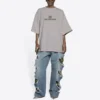 Balenciaga Mosaic Logo BB Alphabet med løse huller og distressed-look, kortærmet, grå, til mænd 651795TKVF58174