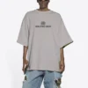 Balenciaga Mosaic Logo BB Alphabet med løse huller og distressed-look, kortærmet, grå, til mænd 651795TKVF58174