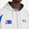 Balenciaga | NBA-samarbejde: Oversized hættetrøje med lynlås til mænd i hvid/flerfarvet