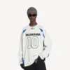 Balenciaga | NBA-samarbejde: Oversized langærmet T-shirt til mænd i hvid/flerfarvet