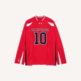 Balenciaga | NBA-samarbejde: Oversized langærmet T-shirt til mænd i rød/flerfarvet