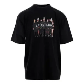 Balenciaga Oversize Logo-printet retro skuldertaske med korte ærmer til mænd, sort 620969TIVA11000 Balenciaga Oversize Logo-printet retro skuldertaske med korte ærmer til mænd, sort 620969TIVA11000