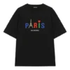Balenciaga Paris Love T-shirt til mænd med almindelig pasform, tryk og korte ærmer, sort 594579TGV431000