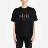 Balenciaga Paris Love T-shirt til mænd med almindelig pasform, tryk og korte ærmer, sort 594579TGV431000