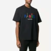 Balenciaga Paris Love T-shirt til mænd med almindelig pasform, tryk og korte ærmer, sort 594579TGV431000