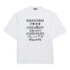 Balenciaga-pullover til mænd med teksttryk, rund hals og korte ærmer, hvid 641614TJVI39040