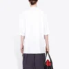 Balenciaga-pullover til mænd med teksttryk, rund hals og korte ærmer, hvid 641614TJVI39040