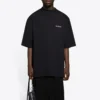 Balenciaga Retro Sports Logo-T-shirt til mænd med korte ærmer, sort, 641614TJVL41000