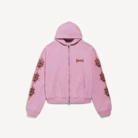 Balenciaga Sacra Cœur-hættetrøje med lynlås til kvinder i medium pasform i old pink Balenciaga Sacra Cœur-hættetrøje med lynlås til kvinder i medium pasform i old pink