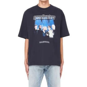 Balenciaga Speed Hunters til mænd, sort, blå stribe, korte ærmer, grå, 541875TCV381055 Balenciaga Speed Hunters til mænd, sort, blå stribe, korte ærmer, grå, 541875TCV381055